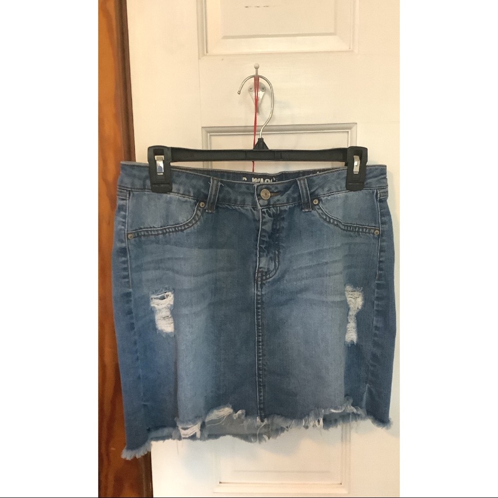 Distressed Mini Jean Skirt